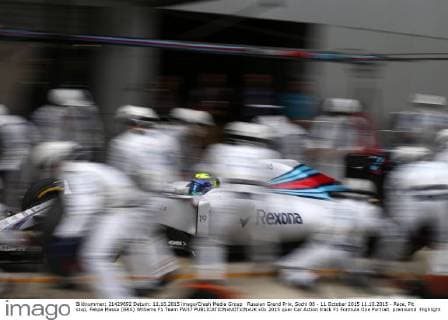Russian Grand Prix, Sochi 08 - 11 October 2015 11.10.2015 - Race, Pit stop, Felipe Massa (BRA) Williams F1 Team FW37 