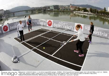 TENNIS - WTA Tennis Damen Generali Ladies 2015 LINZ,AUSTRIA,11.OCT.15 - TENNIS - WTA Tour, Generali Ladies. Image shows Tamira Paszek (AUT), Andrea Petkovic (GER), Lucie Safarova (CZE) and Barbara Haas (AUT). GEPAxpictures xMatthiasxHauer