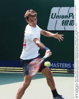 SHANGHAI, CHINA - OCTOBER 11: (CHINA OUT) Roger Federer of Switzerland returns a shot during a match ahead of the 2015 Shanghai Rolex Masters on October 11, 2015 in Shanghai, China.  CFP66018614 