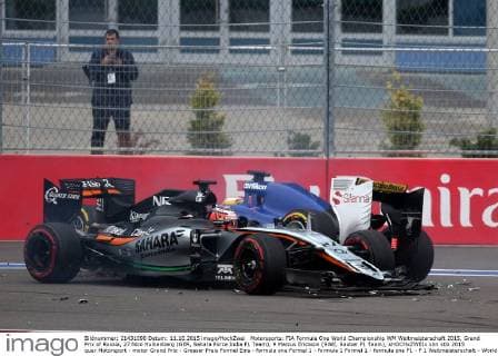 Motorsports: FIA Formula One World Championship WM Weltmeisterschaft 2015, Grand Prix of Russia, 27 Nico Hulkenberg (GER, Sahara Force India F1 Team), 9 Marcus Ericsson (SWE, Sauber F1 Team), xHOCHxZWEIx