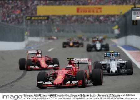 Motorsports: FIA Formula One World Championship WM Weltmeisterschaft 2015, Grand Prix of Russia, 7 Kimi Raikkonen (FIN, Scuderia Ferrari), 77 Valtteri Bottas (FIN, Williams Martini Racing), 5 Sebastian Vettel (GER, Scuderia Ferrari), xHOCHxZWEIx