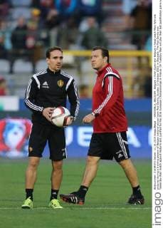 - BRUSSELS, BELGIUM: Belgium s Sven Kums and Belgium s head coach Marc Wilmots pictured during a training session of Belgian national soccer team Red Devils, Sunday 11 October 2015, in Brussels. The Red Devils won Yesterday their match against Andorra and qualified for the 2016 European Championships in France. On Tuesday they will play their last qualification game against Israel. BRUNOxFAHY  x04719005x