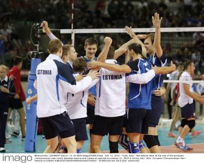 Oct. 11, 2015 - Turin, Italy - the estonia team at the end of the european championships man match between estonia and croatia at palavela on october 11, 2015 in torino, italy. Italy: European Championships Man - Estonia vs Croatia  - ZUMAn230