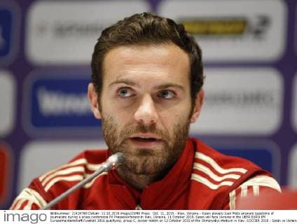 Oct. 11, 2015 - Kiev, Ukraine - Spain players Juan Mata answers questions of journalists during a press conference PK Pressekonferenz in Kiev, Ukraine, 11 October 2015. Spain will face Ukraine in the UEFA EURO EM Europameisterschaft Fussball 2016 qualifying, group C, soccer match on 12 October 2015 at the Olimpiyskyi stadium in Kiev. SOCCER 2015 - Spain vs Ukraine,UEFA EURO 2016 QUALIFICATION - ZUMAg194