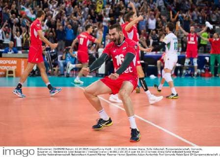 11.10.2015, Armeec Arena, Sofia Volleyball, Europameisterschaft, Vorrunde, Bulgarien vs. Niederlande Jubel Bulgarien Vladislav Ivanov ( 16 BUL)