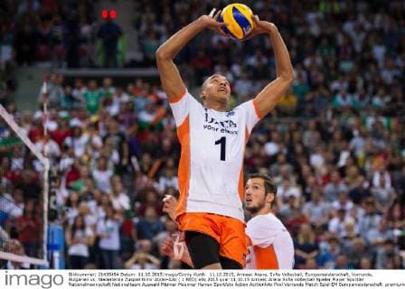11.10.2015, Armeec Arena, Sofia Volleyball, Europameisterschaft, Vorrunde, Bulgarien vs. Niederlande Zuspiel Nimir Abdel-Aziz ( 1 NED)