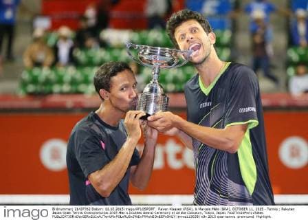 Raven Klaasen (RSA), & Marcelo Melo (BRA), OCTOBER 11, 2015 - Tennis : Rakuten Japan Open Tennis Championships 2015 Men s Doubles Award Ceremony at Ariake Coliseum, Tokyo, Japan. NoxThirdxPartyxSales  (mrva115038)