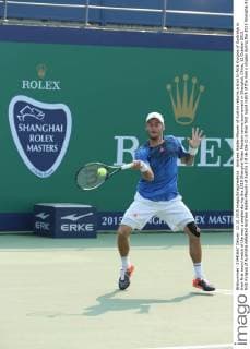 Andreas Haider-Maurer of Austria returns a shot to Nick Kyrgios of Australia in their first round match of the men s singles during the 2015 Shanghai Rolex Masters tennis tournament in Shanghai, China, 12 October 2015. Nick Kyrgios of Australia defeated Andreas Haider-Maurer of Austria 2-0 (6-3 6-2) in their first round match of the men s singles during the 2015 Shanghai Rolex Masters tennis tournament in Shanghai, China, 12 October 2015. Nick Kyrgios knocks out Andreas Haider-Maurer at Shanghai Rolex Masters  20151012_09981