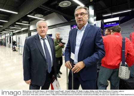 Aktuell Fußball, EM Quali, Kroatien Abflug nach Malta Departure of Croatian national football team for Malta 12.10.2015., Croatia, Zagreb - Departure of Croatian national football team for Malta on the qualifying match for Euro 2016. Ante Cacic, Zorislav Srebric.  GoranxJakus PIXSELL