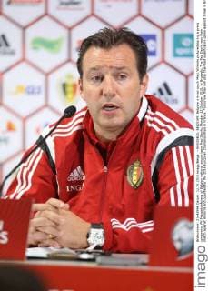 - BRUSSELS, BELGIUM: Belgium s head coach Marc Wilmots pictured during a press conference PK Pressekonferenz of Belgian national soccer team Red Devils, Monday 12 October 2015, in Brussels. The Red Devils won their match against Andorra and qualified for the 2016 European Championships in France. Tomorrow they will play their last qualification game against Israel in Brussels. BRUNOxFAHY  x04719169x
