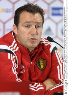 - BRUSSELS, BELGIUM: Belgium s head coach Marc Wilmots pictured during a press conference PK Pressekonferenz of Belgian national soccer team Red Devils, Monday 12 October 2015, in Brussels. The Red Devils won their match against Andorra and qualified for the 2016 European Championships in France. Tomorrow they will play their last qualification game against Israel in Brussels. BRUNOxFAHY  x04719173x