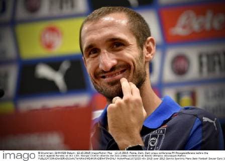 12.10.2015. Rome, Italy. Italy press conference PK Pressekonferenz before the match against Norway on Oct 13th. Giorgio Chiellini attends the Italy press conference at Stadio Olimpico xGiuseppexMaffiax  ActionPlus11672033