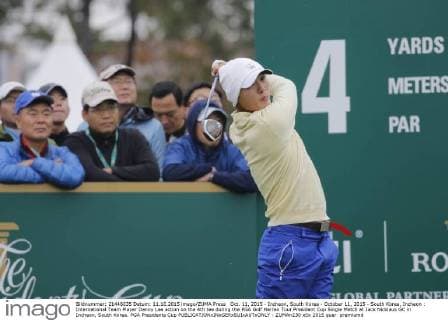 Oct. 11, 2015 - Incheon, South Korea - October 11, 2015 - South Korea, Incheon : International Team Player Danny Lee action on the 4th tee during the PGA Golf Herren Tour President Cup Single Match at Jack Nicklaus GC in Incheon, South Korea. PGA Presidents Cup  - ZUMAn230