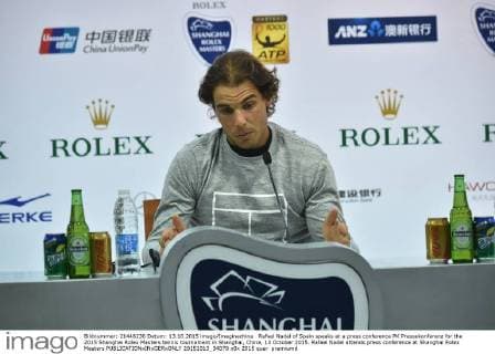Rafael Nadal of Spain speaks at a press conference PK Pressekonferenz for the 2015 Shanghai Rolex Masters tennis tournament in Shanghai, China, 13 October 2015. Rafael Nadal attends press conference at Shanghai Rolex Masters  20151013_34070
