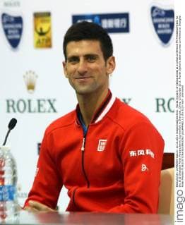 Novak Djokovic of Serbia smiles at a press conference PK Pressekonferenz for the 2015 Shanghai Rolex Masters tennis tournament in Shanghai, China, 13 October 2015. Novak Djokovic attends press conference at Shanghai Rolex Masters  pbu344560_12
