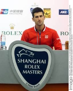 Novak Djokovic of Serbia attends a press conference PK Pressekonferenz for the 2015 Shanghai Rolex Masters tennis tournament in Shanghai, China, 13 October 2015. Novak Djokovic attends press conference at Shanghai Rolex Masters  pbu344560_04