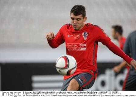 National Stadium, Ta Qali, Malta - 12 10 2015 UEFA EURO EM Europameisterschaft Fussball 2016 European Qualifier Malta v Croatia Mateo Kovacic of Croatia trains during Croatia s training session at the National Stadium in Ta Qali ahead of the UEFA European Qualifier match against Malta on October 13th, 2015 Mateo Kovacic - Croatia EQ_2016