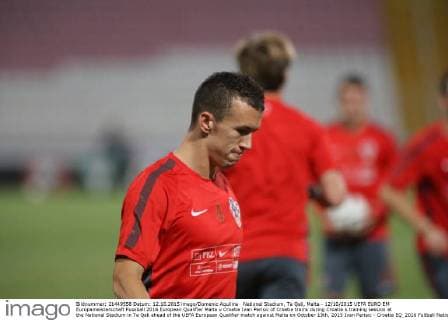 National Stadium, Ta Qali, Malta - 12 10 2015 UEFA EURO EM Europameisterschaft Fussball 2016 European Qualifier Malta v Croatia Ivan Perisic of Croatia trains during Croatia s training session at the National Stadium in Ta Qali ahead of the UEFA European Qualifier match against Malta on October 13th, 2015 Ivan Perisic - Croatia EQ_2016