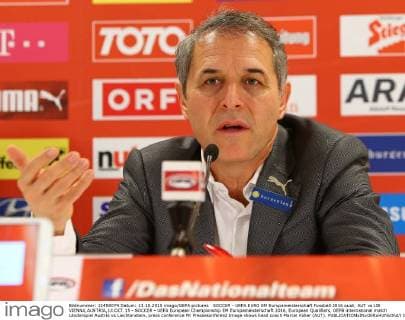 SOCCER - UEFA EURO EM Europameisterschaft Fussball 2016 quali, AUT vs LIE VIENNA,AUSTRIA,13.OCT.15 - SOCCER - UEFA European Championship EM Europameisterschaft 2016, European Qualifiers, OEFB international match Länderspiel Austria vs Liechtenstein, press conference PK Pressekonferenz Image shows head coach Marcel Koller (AUT). GEPAxpictures xChristianxOrt