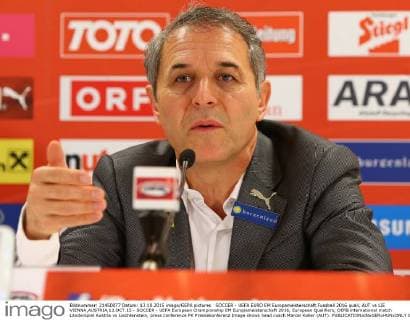 SOCCER - UEFA EURO EM Europameisterschaft Fussball 2016 quali, AUT vs LIE VIENNA,AUSTRIA,13.OCT.15 - SOCCER - UEFA European Championship EM Europameisterschaft 2016, European Qualifiers, OEFB international match Länderspiel Austria vs Liechtenstein, press conference PK Pressekonferenz Image shows head coach Marcel Koller (AUT). GEPAxpictures xChristianxOrt