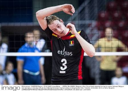 - SOFIA, BULGARIA: Belgium s Sam Deroo looks dejected during the game between Belgium and Germany in the play-offs at the Volleybal European Championships in Bulgaria and Italy, Tuesday 13 October 2015, in Sofia, Bulgaria. LAURIExDIEFFEMBACQ  x04719929x