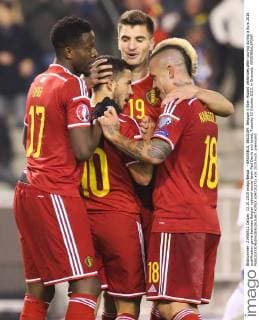 - BRUSSELS, BELGIUM: Belgium s Eden Hazard celebrates after scoring during a Euro 2016 qualification game between Belgian national soccer team Red Devils and Israel, Tuesday 13 October 2015, in Brussels. VIRGINIExLEFOUR  x04720271x