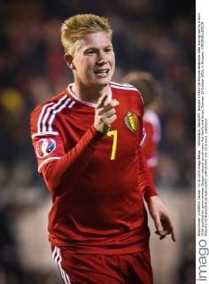 - BRUSSELS, BELGIUM: Belgium s Kevin De Bruyne celebrates after scoring during a Euro 2016 qualification game between Belgian national soccer team Red Devils and Israel, Tuesday 13 October 2015, in Brussels. VIRGINIExLEFOUR  x04720253x