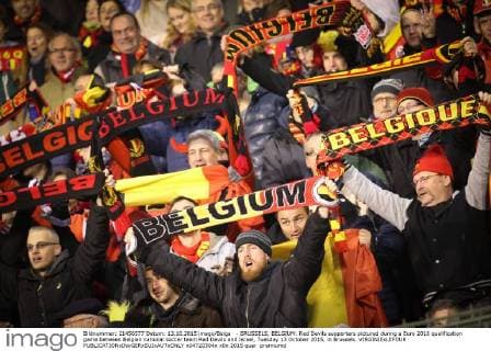 - BRUSSELS, BELGIUM: Red Devils supporters pictured during a Euro 2016 qualification game between Belgian national soccer team Red Devils and Israel, Tuesday 13 October 2015, in Brussels. VIRGINIExLEFOUR  x04720304x