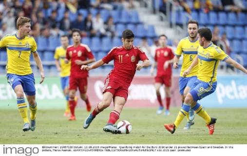 Qualifying match for the Euro 2016 under 21 played between Spain and Sweden. In this picture, Marco Asensio. xSANTIAGOxFERREROx 