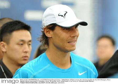 Rafael Nadal of Spain arrives at a training session for the 2015 Shanghai Rolex Masters tennis tournament in Shanghai, China, 14 October 2015. Rafael Nadal in full swing for Shanghai Rolex Masters  pbu345044_03