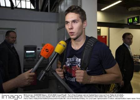 Part of the Croatian national football team returned from Malta 14.10.2015., Croatia, Zagreb, Zracna luka Zagreb - Part of the Croatian national football team returned from Malta where they qualify for Euro 2016. Marko Pjaca.  DavorxPuklavec PIXSELL