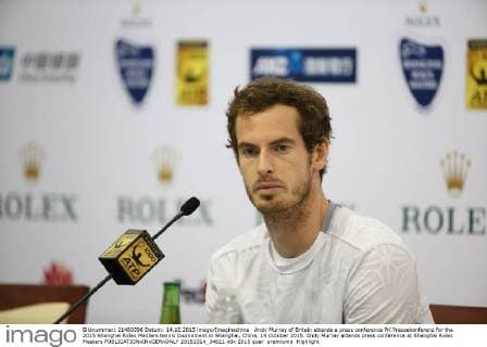 Andy Murray of Britain attends a press conference PK Pressekonferenz for the 2015 Shanghai Rolex Masters tennis tournament in Shanghai, China, 14 October 2015. Andy Murray attends press conference at Shanghai Rolex Masters  20151014_34621