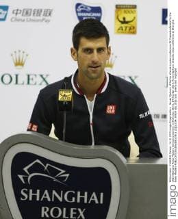 Novak Djokovic of Serbia attends a press conference PK Pressekonferenz for the 2015 Shanghai Rolex Masters tennis tournament in Shanghai, China, 14 October 2015. Novak Djokovic attends press conference at Shanghai Rolex Masters  20151014_50929