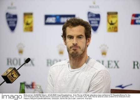 Andy Murray of Britain attends a press conference PK Pressekonferenz for the 2015 Shanghai Rolex Masters tennis tournament in Shanghai, China, 14 October 2015. Andy Murray attends press conference at Shanghai Rolex Masters  20151014_65746