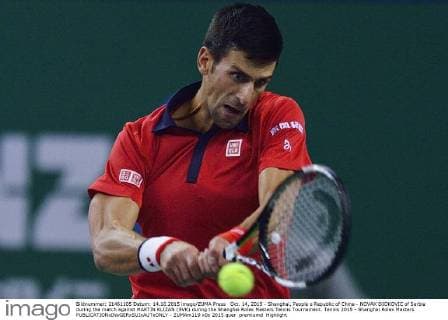 Oct. 14, 2015 - Shanghai, People s Republic of China - NOVAK DJOKOVIC of Serbia during the match against MARTIN KLIZAN (SVK) during the Shanghai Rolex Masters Tennis Tournament. Tennis 2015 - Shanghai Rolex Masters  - ZUMAm119