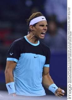 Oct. 14, 2015 - Shanghai, People s Republic of China - RAFAEL NADAL of Spain celebrating after win match against IVO KARLOVIC (CRO) during the Shanghai Rolex Masters Tennis Tournament. Tennis 2015 - Shanghai Rolex Masters  - ZUMAm119