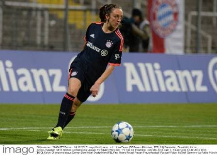 v.li.: Lisa Evans (FC Bayern München, FCB, 18) Freisteller, Einzelbild, Aktion, Action, Fussball, UEFA Women s Champions League, FC Bayern München - FC Twente Enschede, xslx