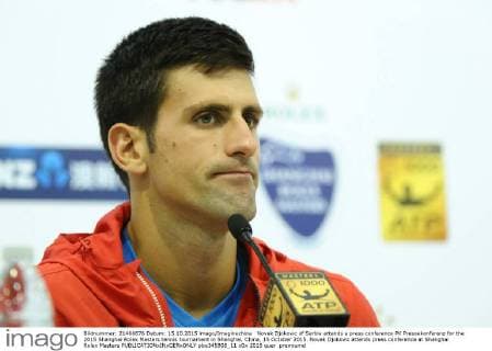 Novak Djokovic of Serbia attends a press conference PK Pressekonferenz for the 2015 Shanghai Rolex Masters tennis tournament in Shanghai, China, 15 October 2015. Novak Djokovic attends press conference at Shanghai Rolex Masters  pbu345808_11