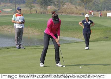Oct. 15, 2015 - Incheon, South Korea - October 15, 2015 - South Korea, Incheon : Sandra Gal of Germany action on the 18th hall during the LPGA Golf Damen KEB HANA Bank Championship round 1 at Sky72 Ocean course in Incheon, South Korea. LPGA KEB HANA Bank Championship Round 1  - ZUMAn230