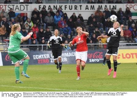 15.10.2015, xblx, Fussball UEFA Champions League Womans, 1.FFC Frankfurt - Standard Lüttich, v.l. Goal scored, Tor zum 1:0 durch Mandy Islacker (1.FFC Frankfurt)