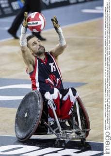 15.10.2015. The Copperbox, London, England. BT World Wheelchair Rugby Challenge 2015. Canada versus Japan semi-final. Canada s Patrice Simard in action xCraigxMercerx  ActionPlus11672532