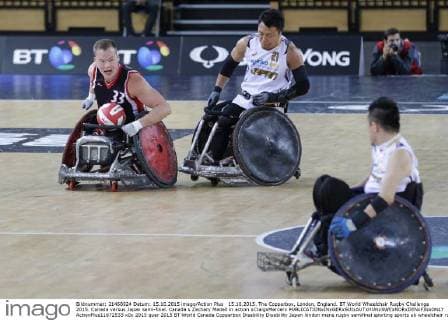 15.10.2015. The Copperbox, London, England. BT World Wheelchair Rugby Challenge 2015. Canada versus Japan semi-final. Canada s Zachary Madell in action xCraigxMercerx  ActionPlus11672533