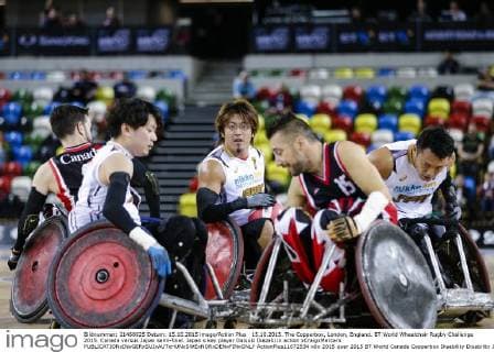 15.10.2015. The Copperbox, London, England. BT World Wheelchair Rugby Challenge 2015. Canada versus Japan semi-final. Japan s key player Daisuki Ikezaki in action xCraigxMercerx  ActionPlus11672534