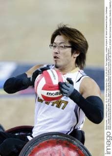 15.10.2015. The Copperbox, London, England. BT World Wheelchair Rugby Challenge 2015. Canada versus Japan semi-final. Japan s key player Daisuki Ikezaki in action xCraigxMercerx  ActionPlus11672537