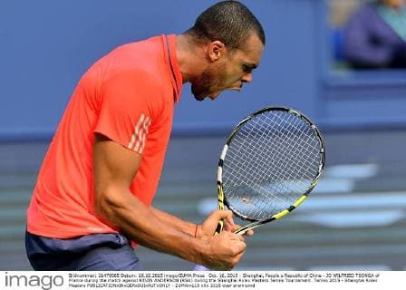 Oct. 16, 2015 - Shanghai, People s Republic of China - JO WILFRIED TSONGA of France during the match against KEVIN ANDERSON (RSA) during the Shanghai Rolex Masters Tennis Tournament. Tennis 2015 - Shanghai Rolex Masters  - ZUMAm119