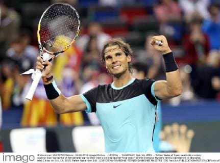 (151016) -- SHANGHAI, Oct. 16, 2015 -- Rafael Nadal of Spain celebrates victory against Stan Wawrinka of Switzerland during their men s singles quarter-final match at the Shanghai Masters tennis tournament in Shanghai, east China, on Oct. 16, 2015. Rafael Nadal won 2-0. ) (SP)CHINA-SHANGHAI-TENNIS-SHANGHAI MASTERS (CN) FanxJun 