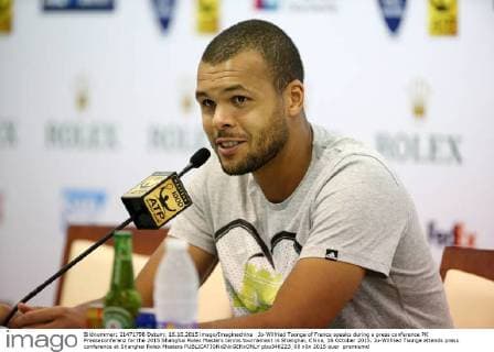 Jo-Wilfried Tsonga of France speaks during a press conference PK Pressekonferenz for the 2015 Shanghai Rolex Masters tennis tournament in Shanghai, China, 16 October 2015. Jo-Wilfried Tsonga attends press conference at Shanghai Rolex Masters  pbu346223_08