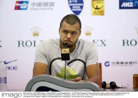 Jo-Wilfried Tsonga of France attends a press conference PK Pressekonferenz for the 2015 Shanghai Rolex Masters tennis tournament in Shanghai, China, 16 October 2015. Jo-Wilfried Tsonga attends press conference at Shanghai Rolex Masters  pbu346223_05