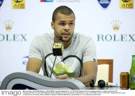 Jo-Wilfried Tsonga of France speaks during a press conference PK Pressekonferenz for the 2015 Shanghai Rolex Masters tennis tournament in Shanghai, China, 16 October 2015. Jo-Wilfried Tsonga attends press conference at Shanghai Rolex Masters  pbu346223_07