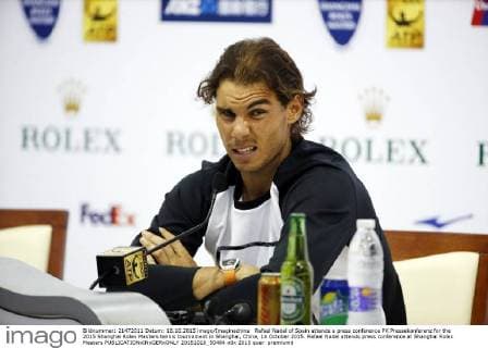 Rafael Nadal of Spain attends a press conference PK Pressekonferenz for the 2015 Shanghai Rolex Masters tennis tournament in Shanghai, China, 16 October 2015. Rafael Nadal attends press conference at Shanghai Rolex Masters  20151016_50484